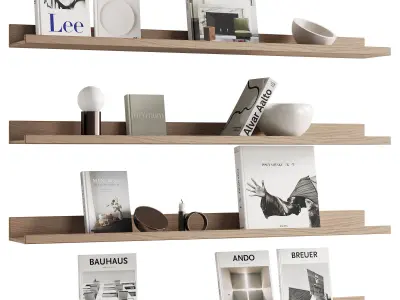 095 Decor on shelves 01 books and neutral 00 3D model