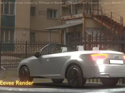 City Car 71 SUV Cabrio Open Type-B Silver Low-poly 3D model