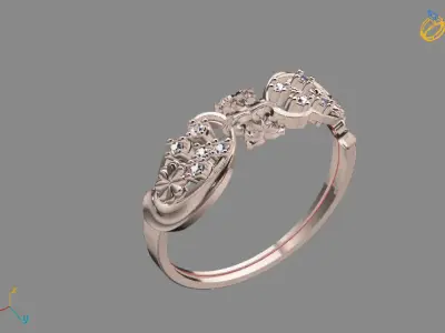 Womens Diamond Signet Ring Women Rings 3dmodels 3D print model 3D print model 17
