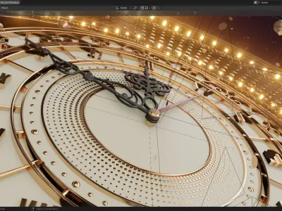 Animated New Year Clock Scene 3D model