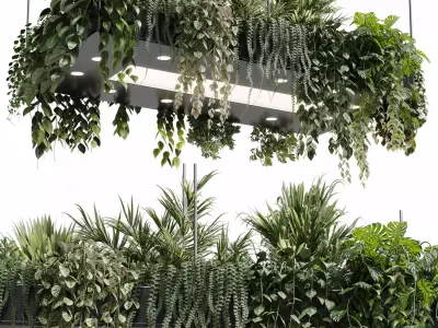 Rectangle pot light pendant - plant light hanging 18 3D model