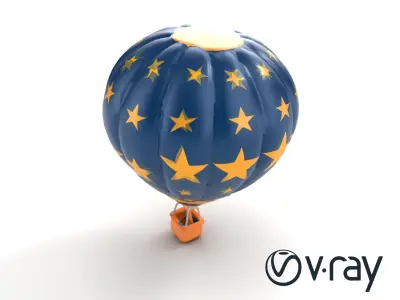 Classic Hot Air Balloon Star Pattern model pack Low-poly 3D model