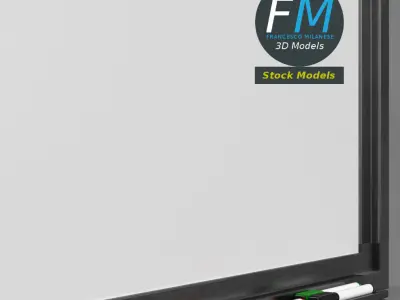Magnetic whiteboard with markers 3D model