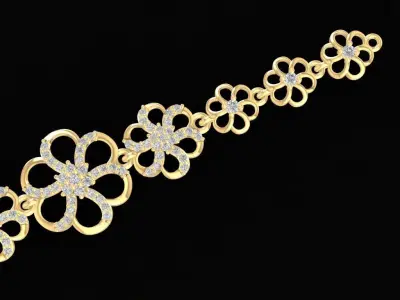 Luxury Floral Diamond Bracelet 3D Model 2442 3D print model