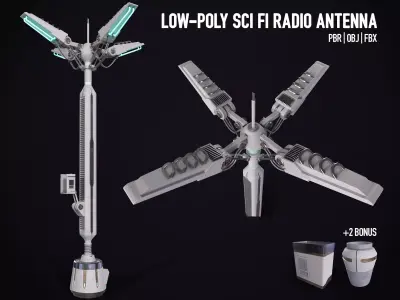 Sci-Fi radio antenna Low-poly 3D model