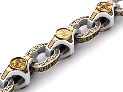chain two tone gold and silver bracelet 3D print model