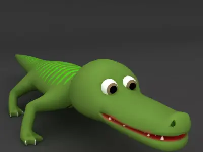 Crocodile rigged cartoon 3d model  Low-poly 3D model