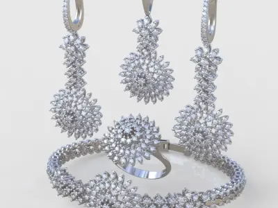 Ring Bracelet Earring and Pendant Set 3D printable model 0038 3D Model Pack