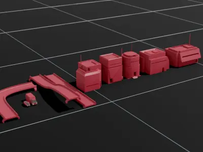 Lowpoly SciFi Kitbash set Low-poly 3D model