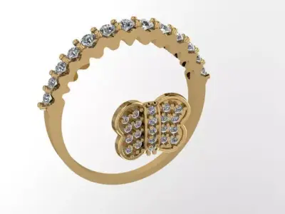 RING WITH BUTTERFLY 3D model