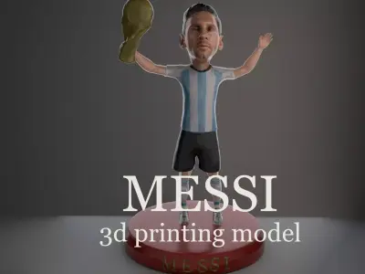 Lionel Messi with World Cup 3D print model 3D print model