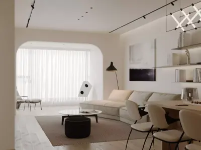 Modern living room dining room interior scenes 267 3D model