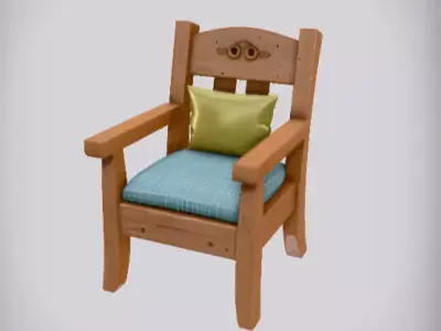Free Low Poly Cartoon Chair 3D Model  Stylized Furniture Asset Free low-poly 3D model