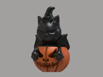 Cat and Pumpkin 3D print model