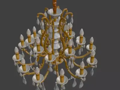 Elegant Vintage Crystal Chandelier 3D Model 3D model