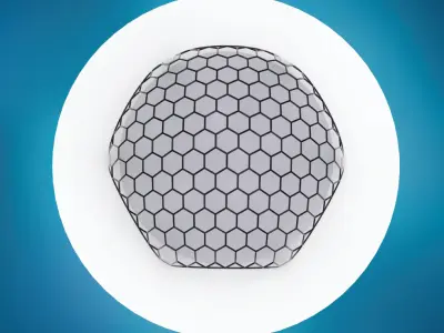Pointed hexagonal dome wireframe with glass panels Low-poly 3D model
