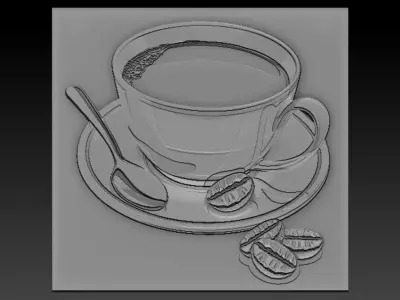 Coffee cup and saucer 3D print model