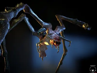 BioMech Alien Spider LowPoly Free low-poly 3D model