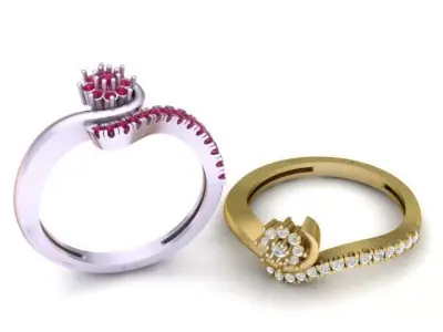 Elegant Twist Diamond Ring 3D Printable Model 3D print model