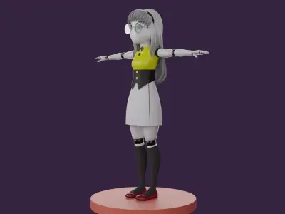 Sci fi Robot Girl - READY TO RIG Low-poly 3D model