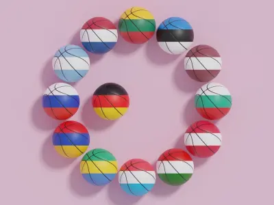 Flag Basketball Ball Collection 3D model