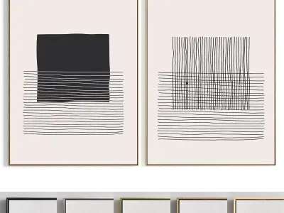 Plaster Two Photo Frame 391 Low-poly 3D model