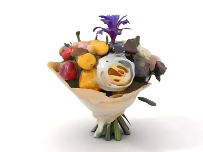 Vibrant Floral Bouquet model pack Low-poly 3D model