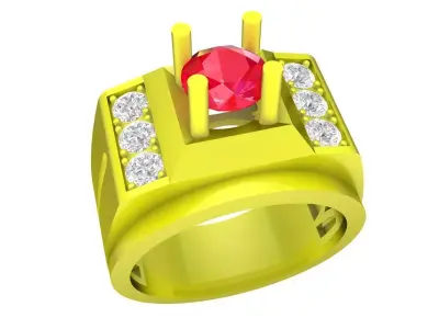 Luxury Ruby and Diamond Men Ring 3D Model  4933 3D print model