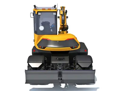 Construction Wheeled Excavator 3D model