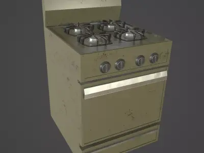 Stove Low Poly Game Ready vintage Low-poly 3D model