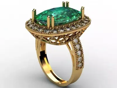 halo wedding ring set 3D print model Low-poly 3D model