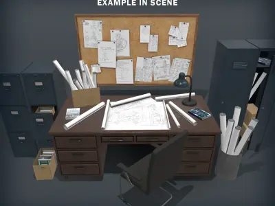 Engineering scrolls Low-poly 3D model