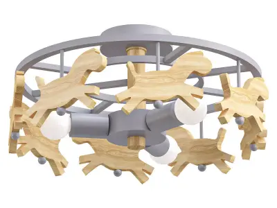 pony-p105 ceiling light with wooden horses 3D model