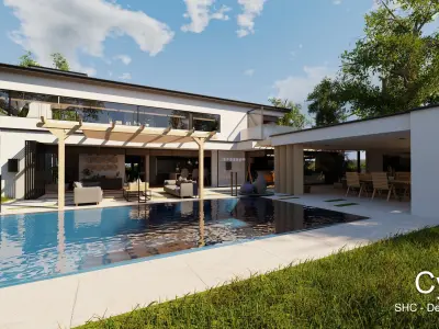 Modern villa 2021 Blender Eevee and Cycles 1 Low-poly 3D model