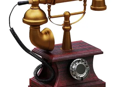 Antique Telephone Low-poly 3D model