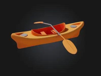 Orange Kayak Toy  Miniature Adventure on Water 3D model