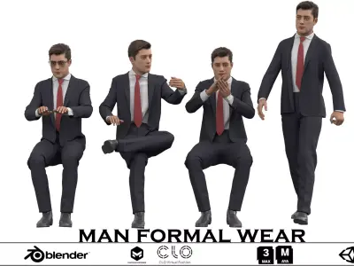 Man in Formal Wear - Posed Business Character 3D model