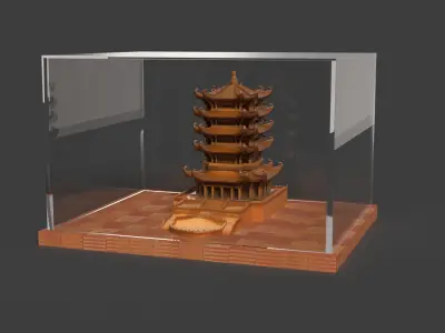 Chinese tower figure  Low-poly 3D model