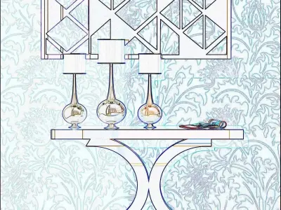 Luxury Table With Lamp Low-poly 3D model