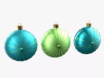 Christmas Tree Ornament Set7 - Turquoise Green  Low-poly 3D model