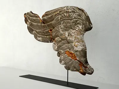 17th Century Italian Carved Wood Wing 3D model