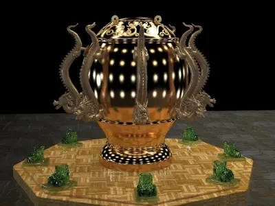 Chinese incense bronze burner   3D model
