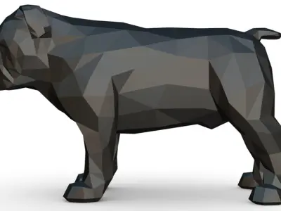 English bulldog low poly 3D print model