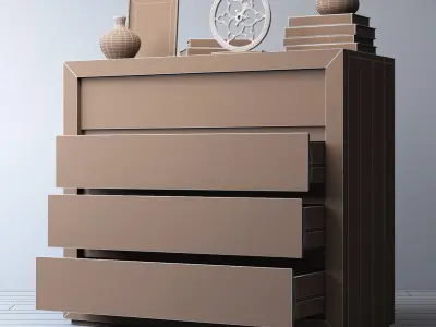 RECLAIMED RUSSIAN OAK 4-DRAWER DRESSER 3D model