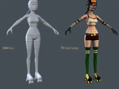Cartoon Roller Girl 3D model