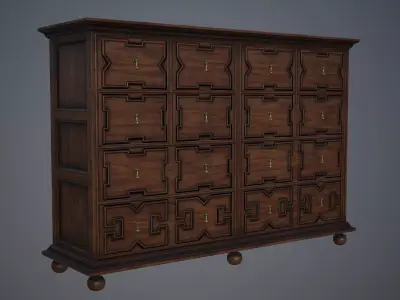 Luxury Wooden Cabinet - Lowpoly PBR Low-poly 3D model