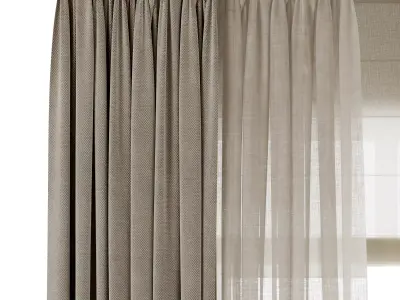 Curtains with Roman blinds 47 Low-poly 3D model