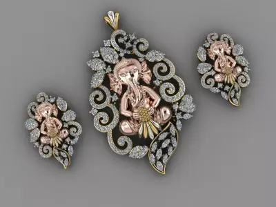 Gannesh Pendent GolD With Daimonds 3D print model  3D print model