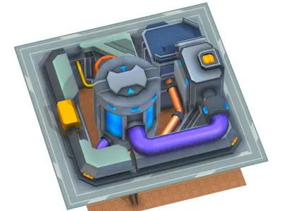 isometrical fuel rig platform station upgrade 3 Low-poly 3D model