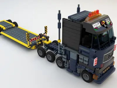 Lego workers and construction equipment 3D model